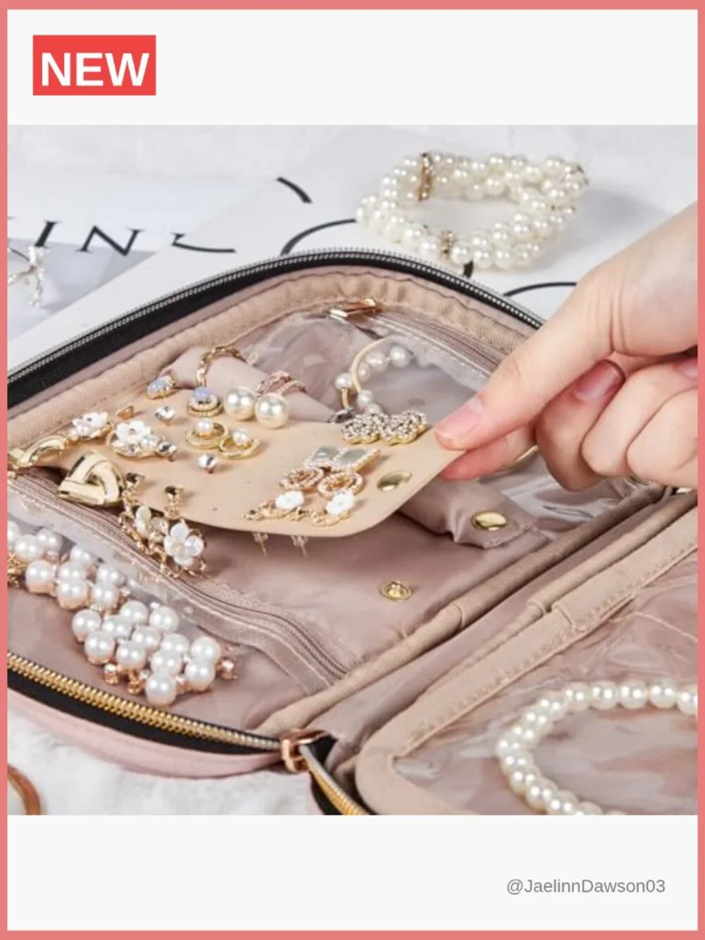 Travel Jewelry Case Organizer - Compact Portable Storage Bag for Necklaces